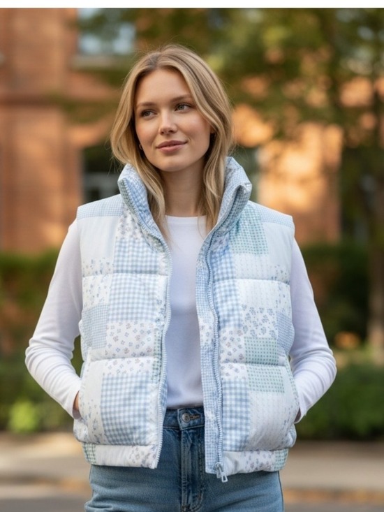 Ashley By 26 International Jackets & Blazers - NWT-Ashley Light Blue, Patch Quilted Vest #JAC14